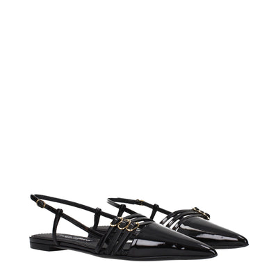 Dolce & Gabbana Black Leather Flat Sandals