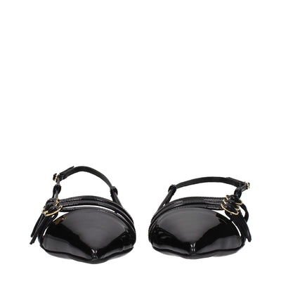 Dolce & Gabbana Black Leather Flat Sandals
