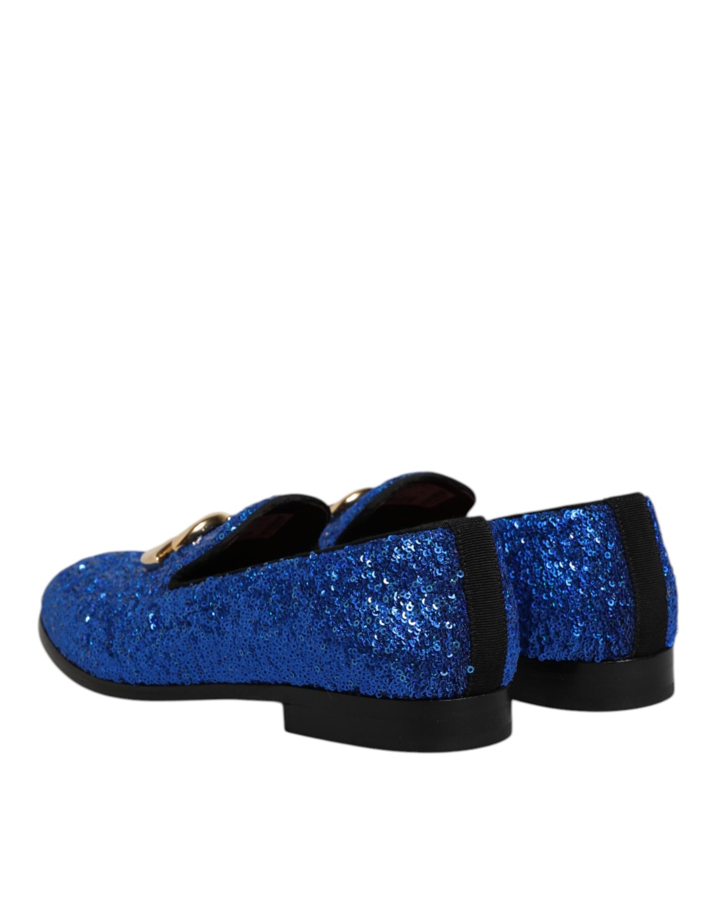 Dolce & Gabbana Blue Sequined Loafers Formal Dress Men Shoes