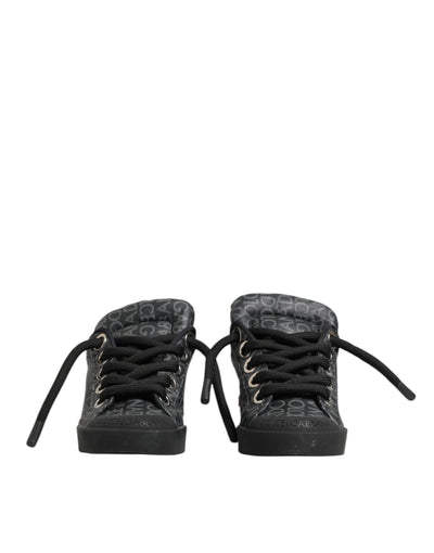 Dolce & Gabbana Black Cotton Denim Logo Low Top Sneakers  Shoes