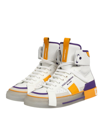 Dolce & Gabbana Multicolor Leather High Top Men Sneakers Shoes