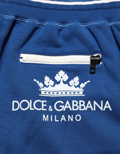 Dolce & Gabbana Blue Cotton Blend Bermuda Sweatpants Shorts