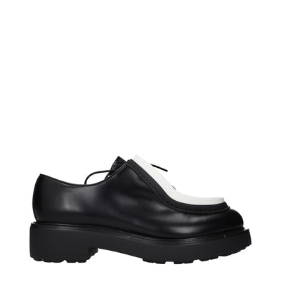 Prada Black Leather Oxfords And Derbies