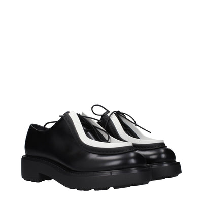 Prada Black Leather Oxfords And Derbies