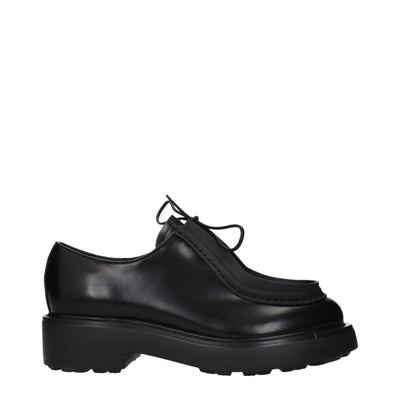 Prada Black Leather Oxfords And Derbies