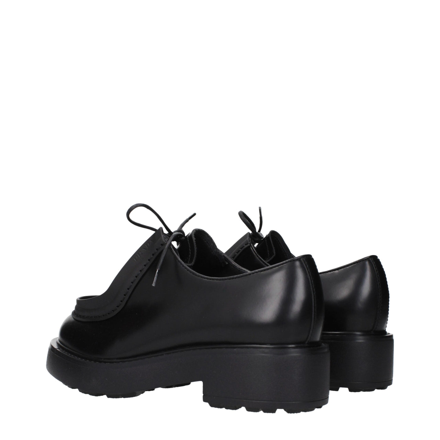 Prada Black Leather Oxfords And Derbies