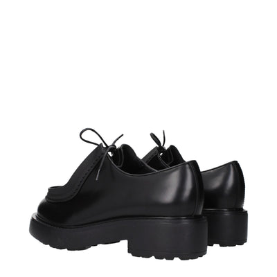 Prada Black Leather Oxfords And Derbies