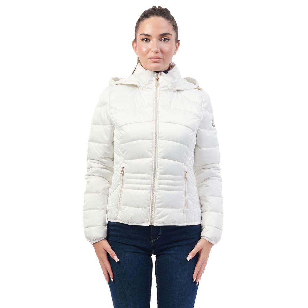 Yes Zee White Polyester Jackets & Coat