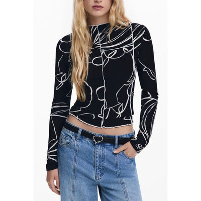 T-shirt femme Desigual en élasthan noir