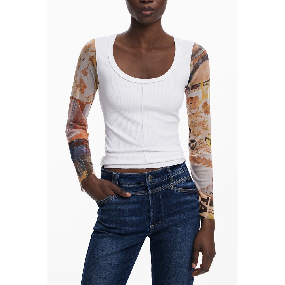 Pull en polyester blanc Desigual pour femme