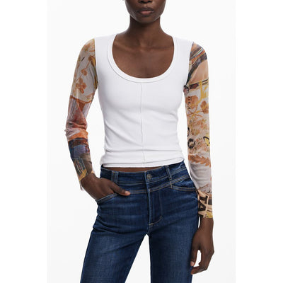 Pull en polyester blanc Desigual pour femme