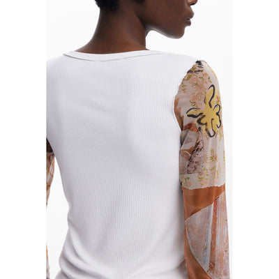 Pull en polyester blanc Desigual pour femme