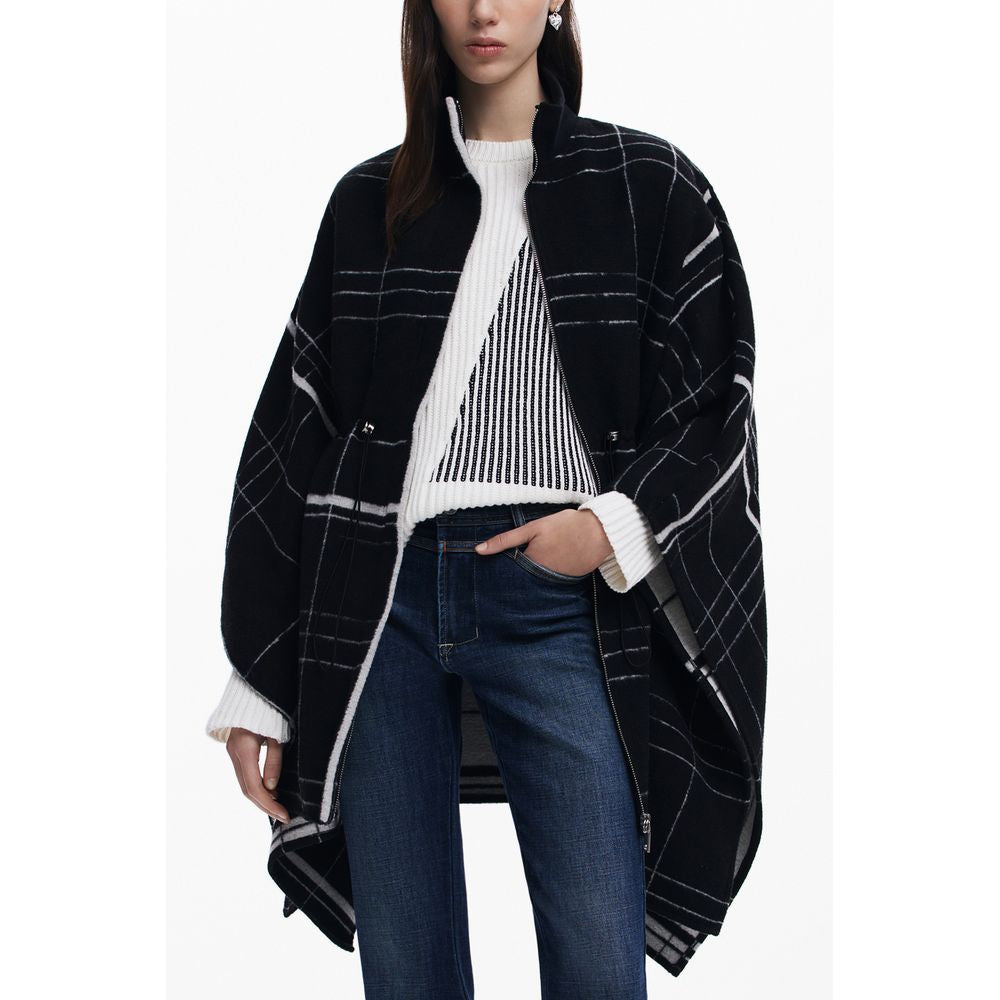 Poncho Desigual en laine noire pour femme