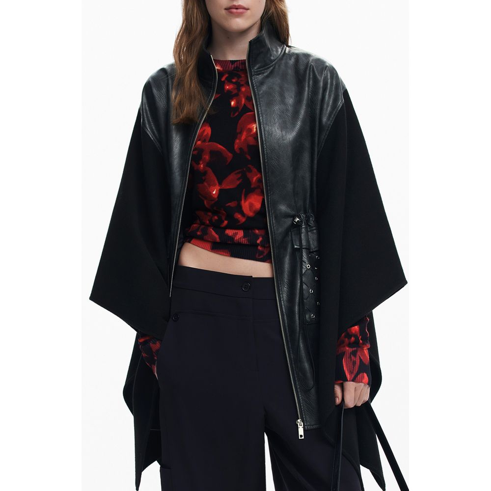 Poncho femme en polyester noir Desigual