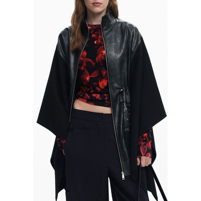 Poncho femme en polyester noir Desigual