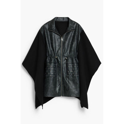 Poncho femme en polyester noir Desigual