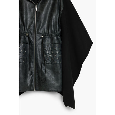 Poncho femme en polyester noir Desigual