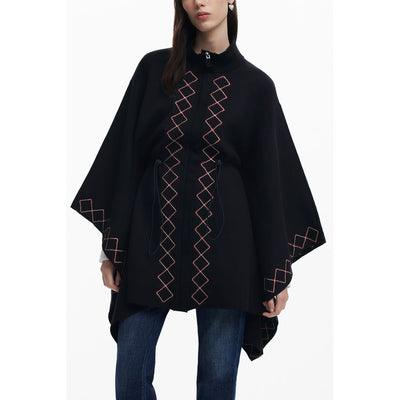 Poncho femme en polyester noir Desigual