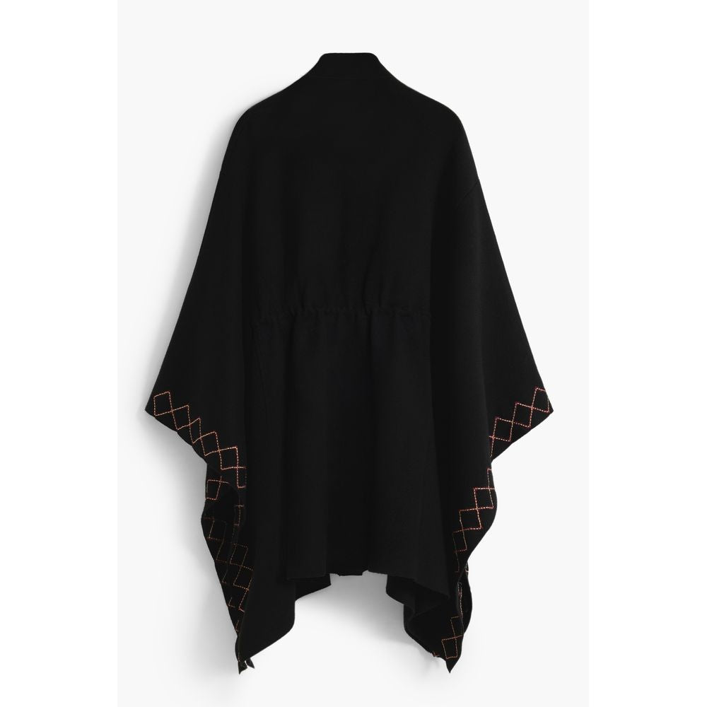 Poncho femme en polyester noir Desigual