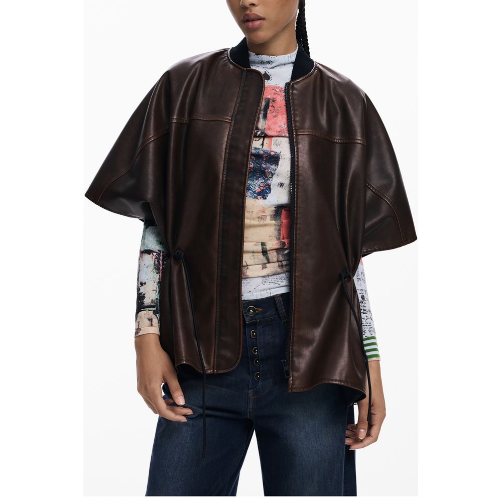 Poncho pour femme en polyéthylène marron Desigual