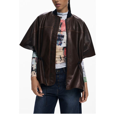 Poncho pour femme en polyéthylène marron Desigual