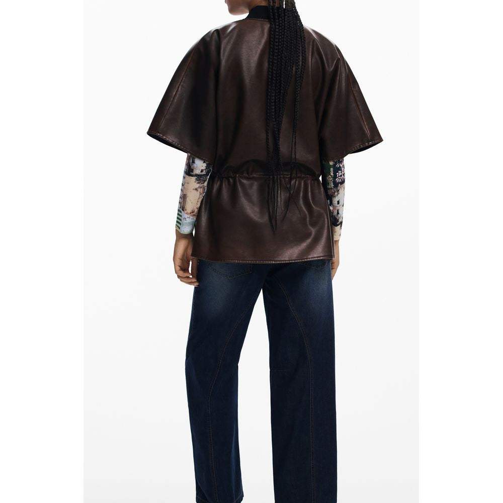 Poncho pour femme en polyéthylène marron Desigual