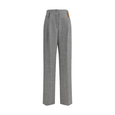 Forte_Forte High-waisted Wool Trousers with chevron pattern