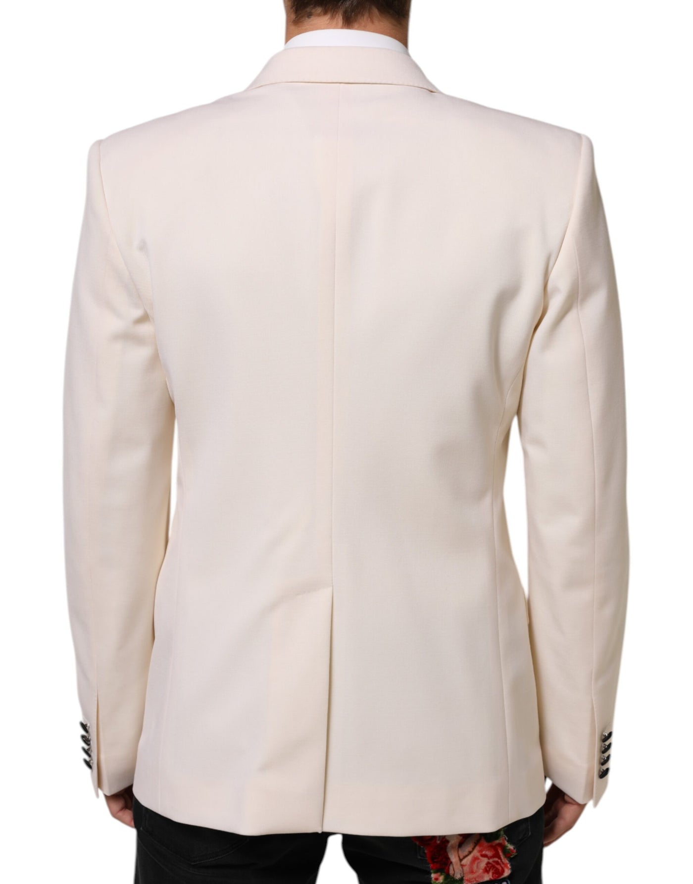 Dolce & Gabbana White SICILIA Double-Breasted Suit Blazer