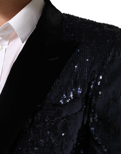 Dolce & Gabbana Blue Sequin SICILIA Double Breasted Blazer