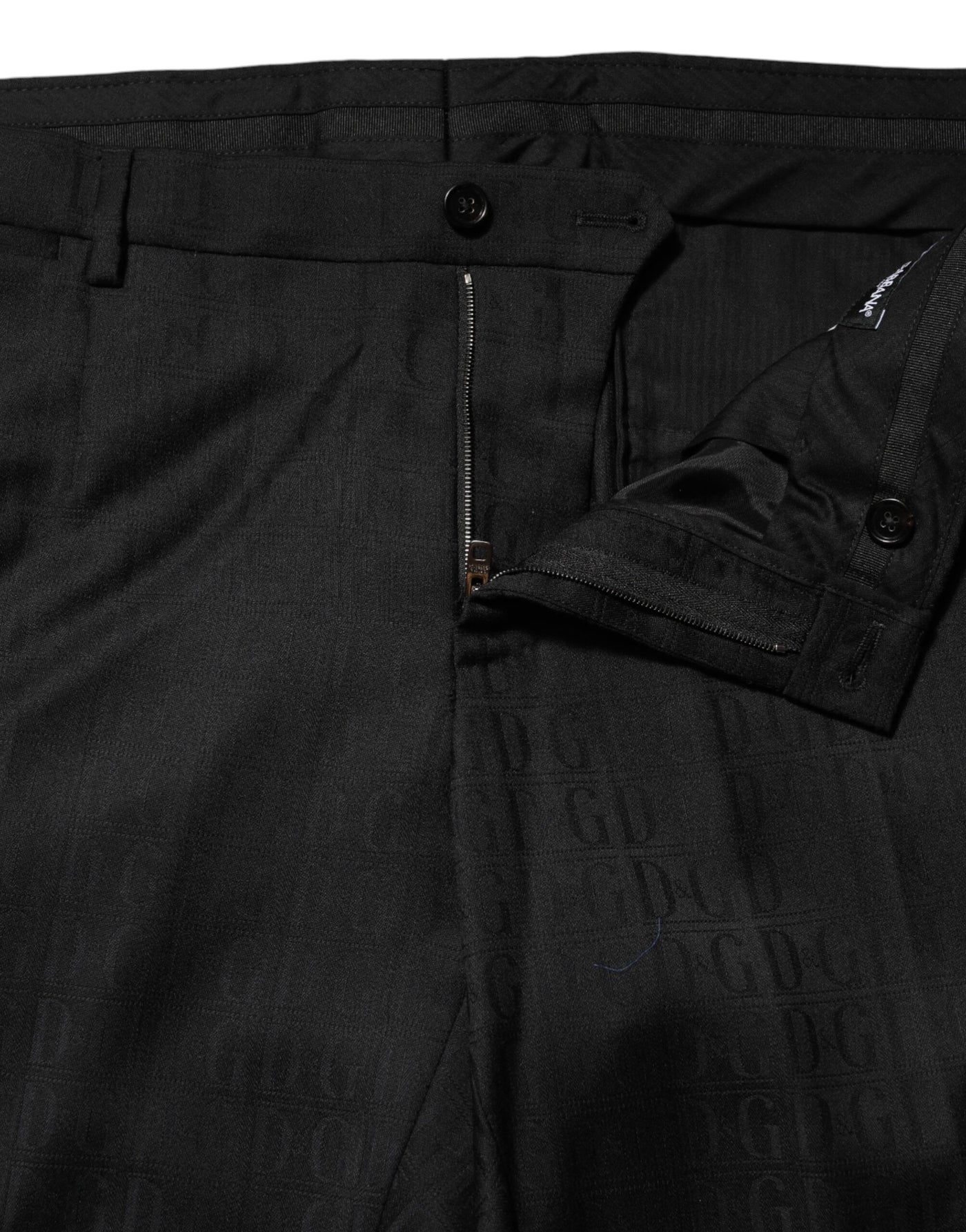 Dolce & Gabbana Black Wool Mid Waist Dress Men Trouser Pants
