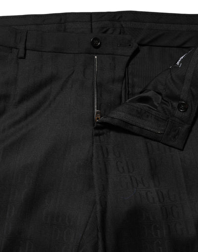 Dolce & Gabbana Black Wool Mid Waist Dress Men Trouser Pants