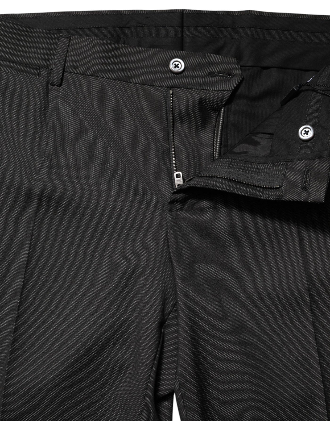 Dolce & Gabbana Black Polyester Mid Waist Dress Trouser Pants