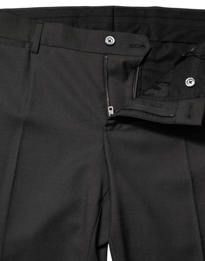 Dolce & Gabbana Black Polyester Mid Waist Dress Trouser Pants