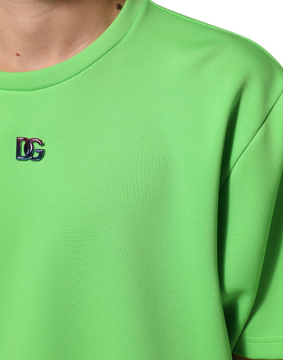 Dolce & Gabbana Green Logo Crew Neck Short Sleeves T-shirt