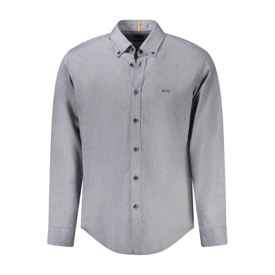 Hugo Boss Blue Cotton Men Shirt
