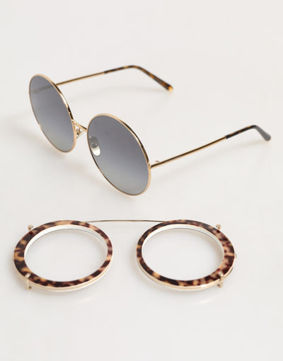Dolce & Gabbana DG2198 Brown Leopard Print Gradient Round Sunglasses
