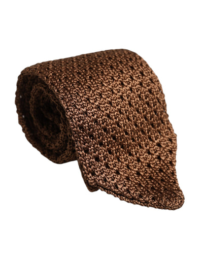 Dolce & Gabbana Brown 100% Silk Adjustable Necktie Men Accessory Tie