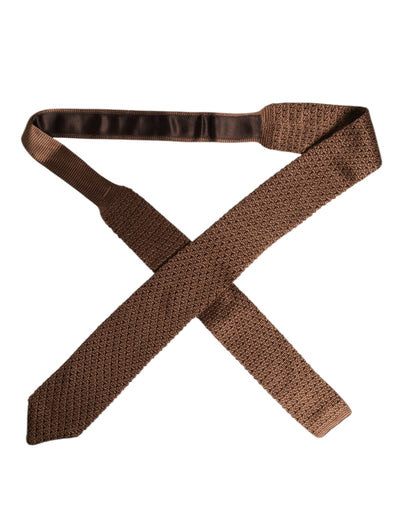 Dolce & Gabbana Brown 100% Silk Adjustable Necktie Men Accessory Tie