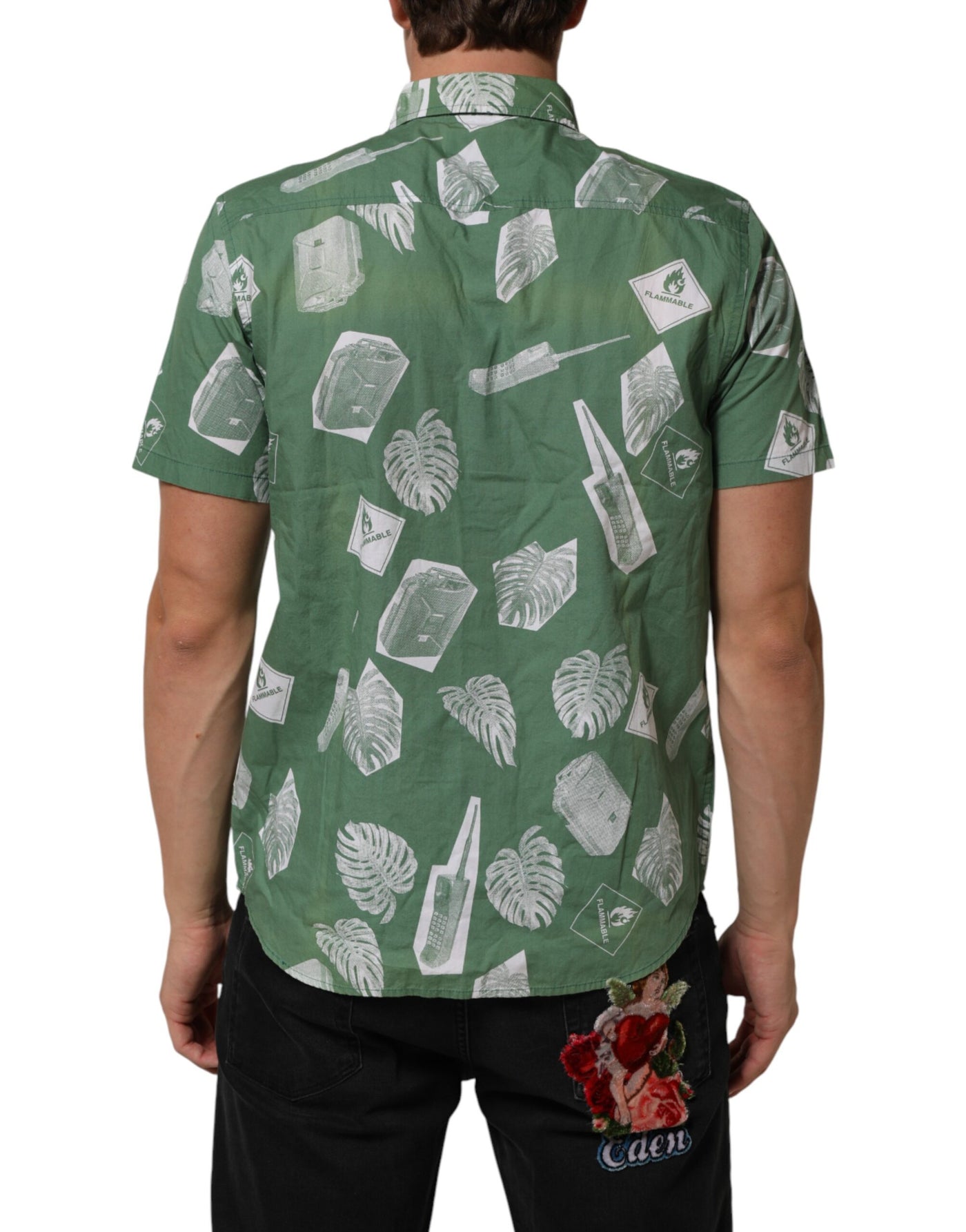 Carhartt Wip Green Printed Cotton Collared Short Sleeves Polo Shirt