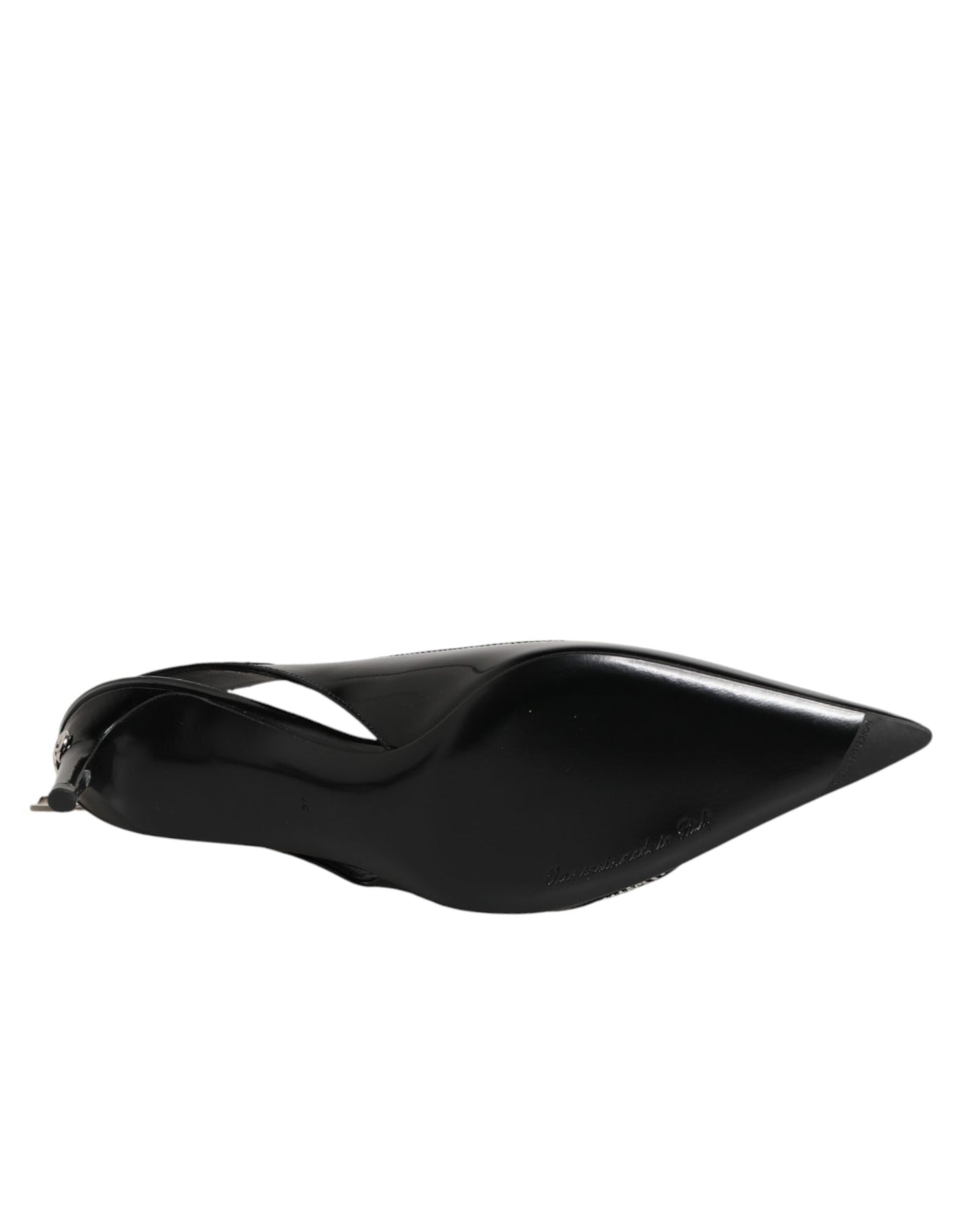 Dolce & Gabbana Black Zipper Leather Heels Slingbacks Shoes