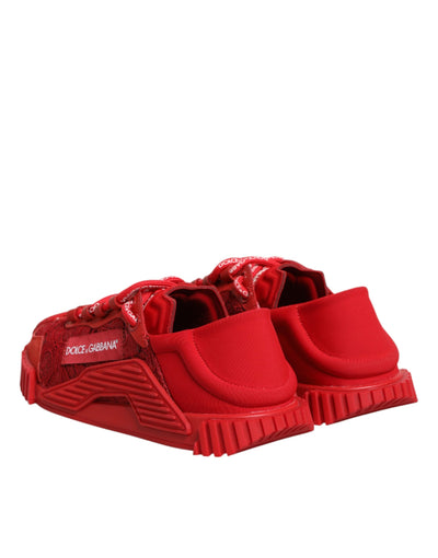 Dolce & Gabbana Red Logo Lace Low Top NS1 Sneakers Shoes