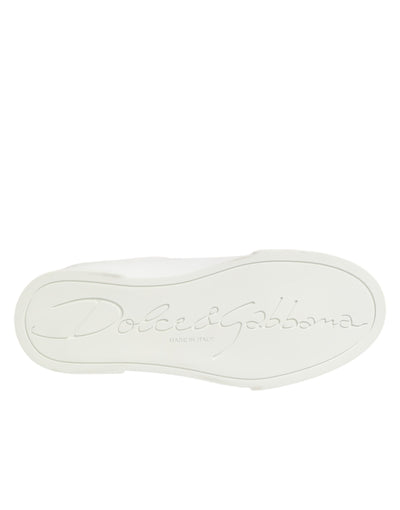 Dolce & Gabbana White Leather Lace Up Low Top Sneakers Shoes