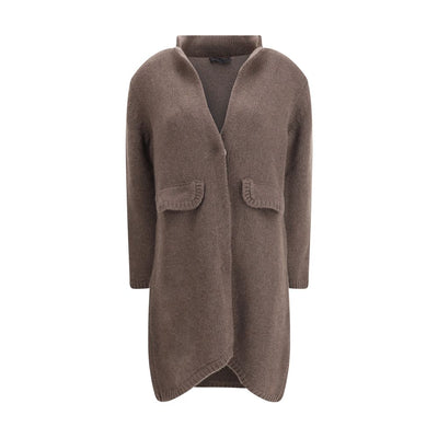Ella Semi-long Sweater with a front hook-and-eye closure