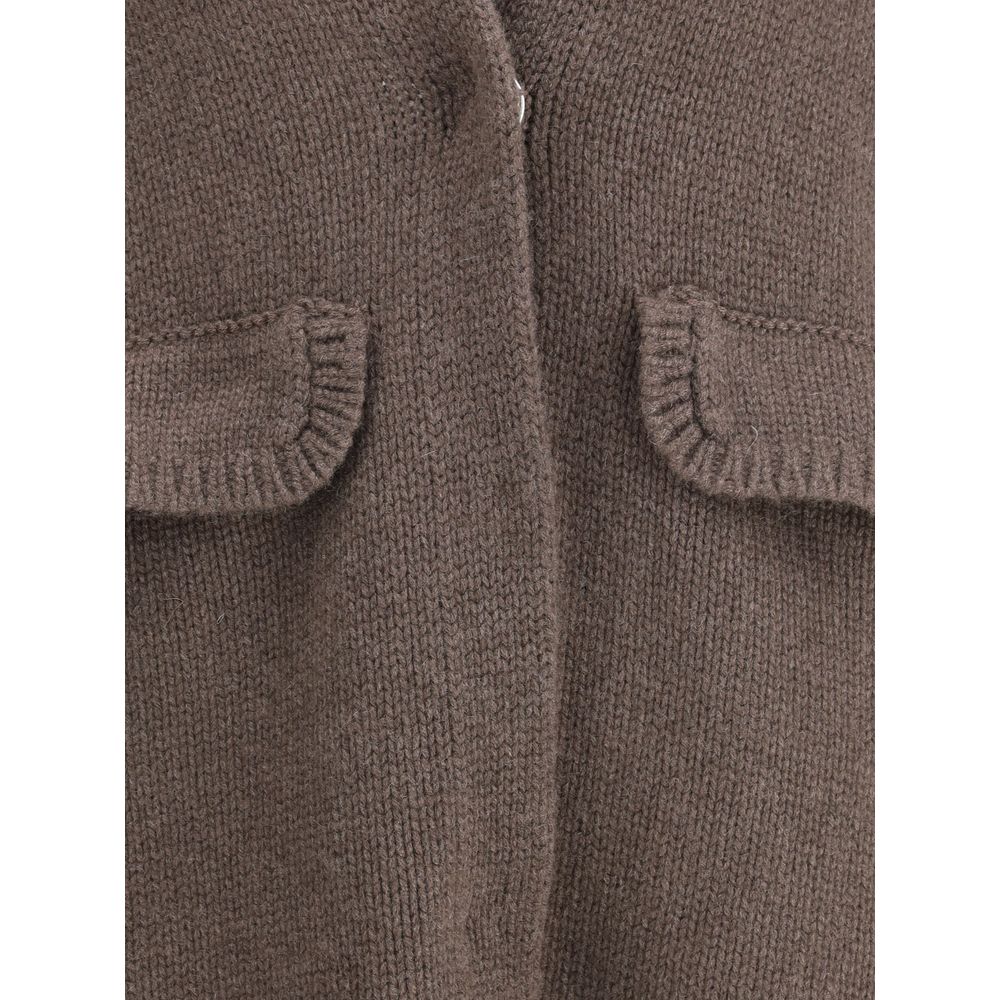 Ella Semi-long Sweater with a front hook-and-eye closure