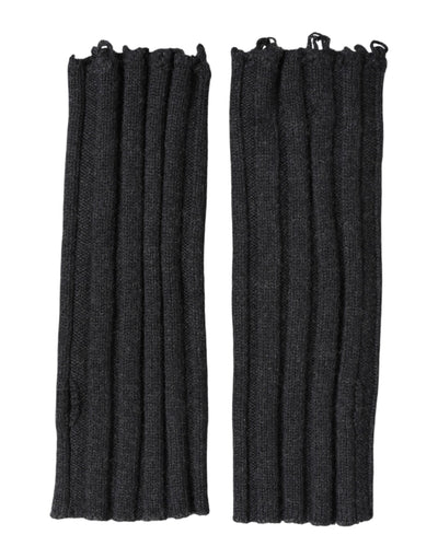 Dolce & Gabbana Black Virgin Wool Knitted Fingerless Gloves