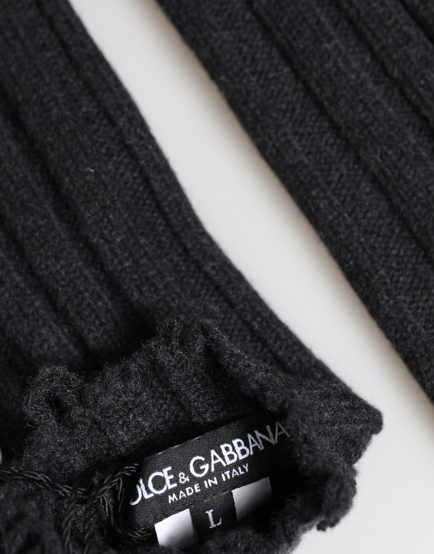 Dolce & Gabbana Black Virgin Wool Knitted Fingerless Gloves
