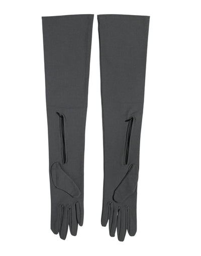 Dolce & Gabbana Dark Gray Viscose Elbow Length Mitten Men Gloves