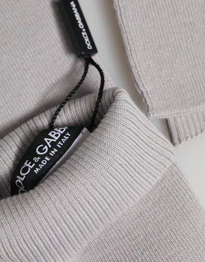 Dolce & Gabbana Gray Virgin Wool Knitted Fingerless Men Gloves