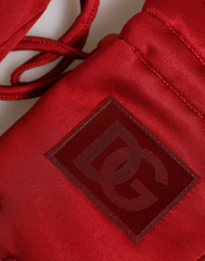 Dolce & Gabbana Red Viscose Motorcycle Biker Mitten Gloves