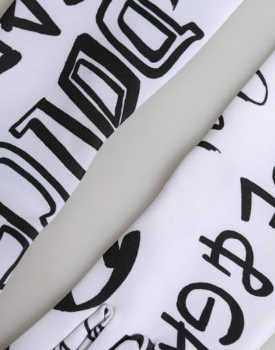 Dolce & Gabbana Black White DG Logo Elbow Length Mitten  Gloves